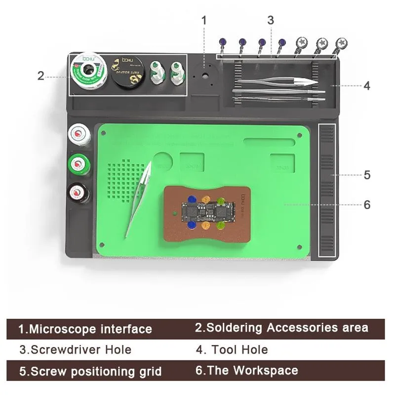 2-in-1 Microscope Maintenance Mat - Aluminum Alloy & Silicone