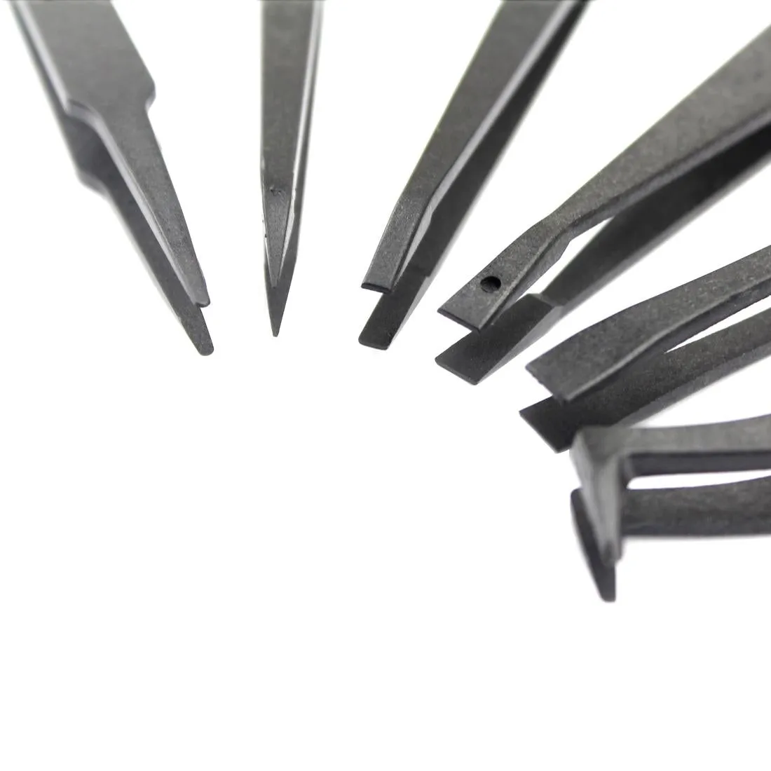 6-in-1 Anti-static Carbon Fiber Tweezers - Straight & Curved Tips
