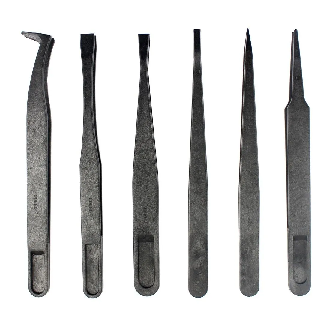 6-in-1 Anti-static Carbon Fiber Tweezers - Straight & Curved Tips