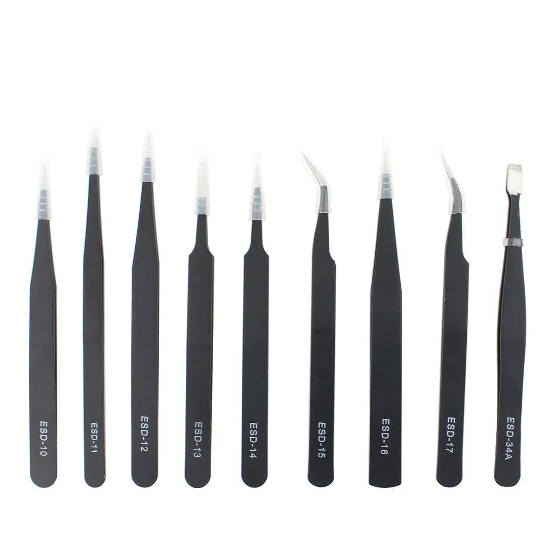 9-piece Anti-static Precision Tweezers Set with Bag