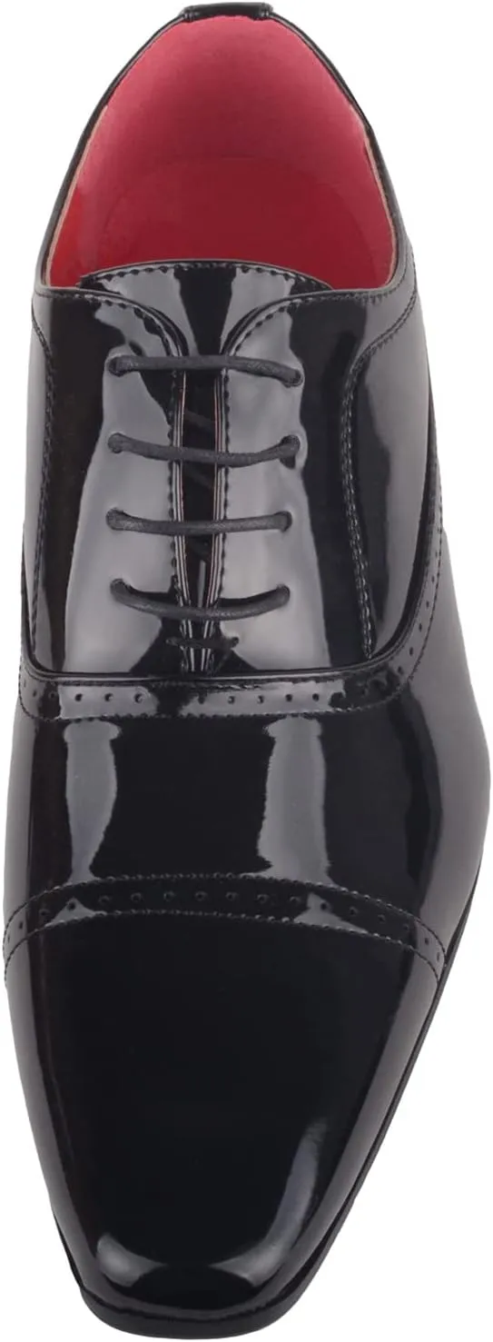 ABSOLUTE FOOTWEAR Mens Boys Faux Leather Patent Formal Smart Wedding Work Lace Up Shoes