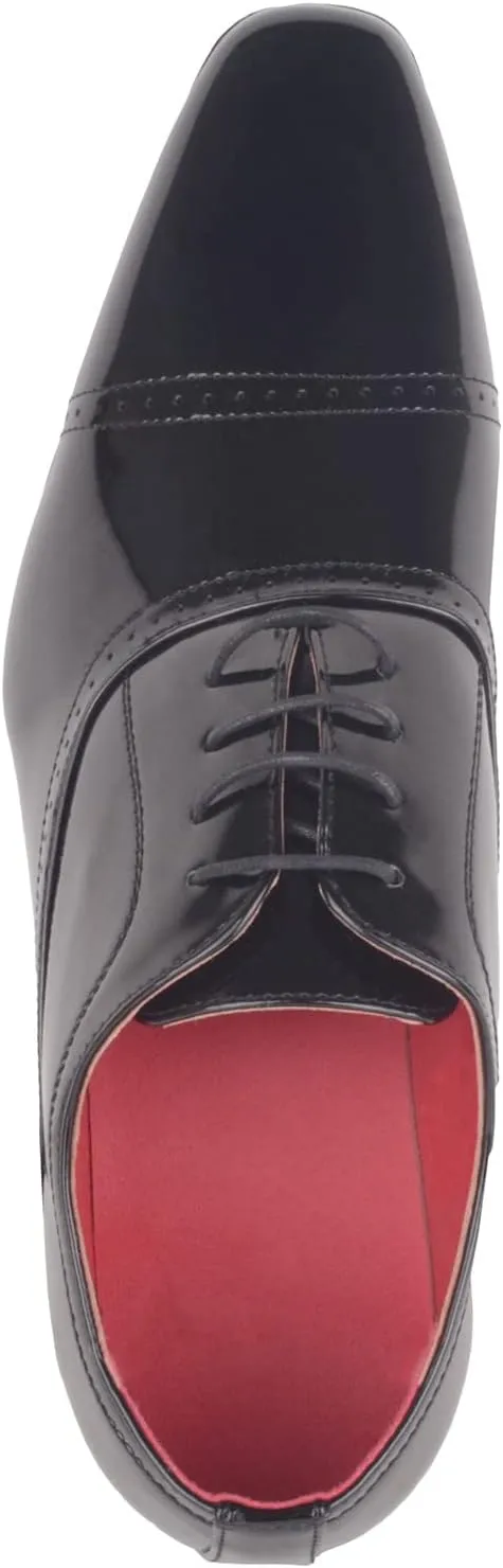 ABSOLUTE FOOTWEAR Mens Boys Faux Leather Patent Formal Smart Wedding Work Lace Up Shoes