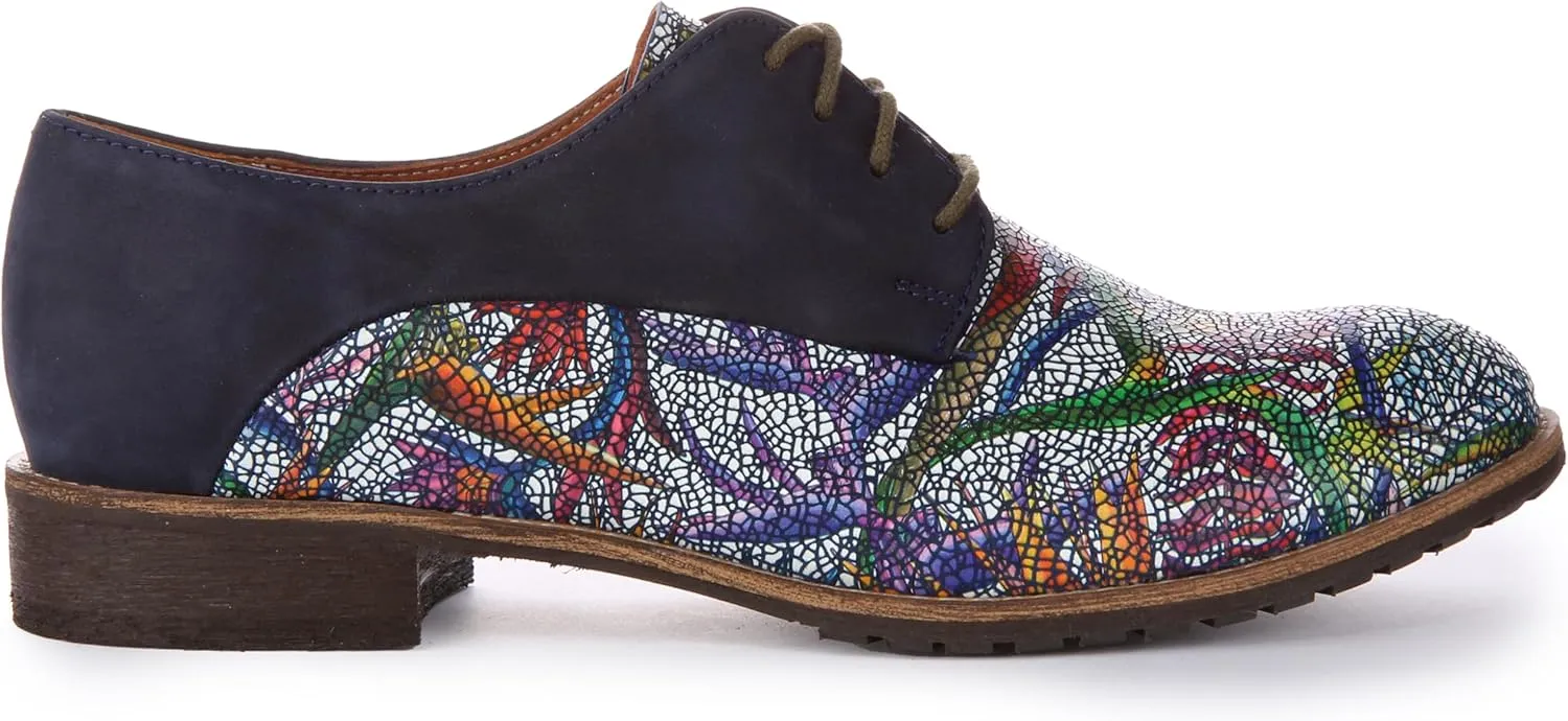 Adela Women's Lace Up Snake Print Low Heel Oxford Shoes