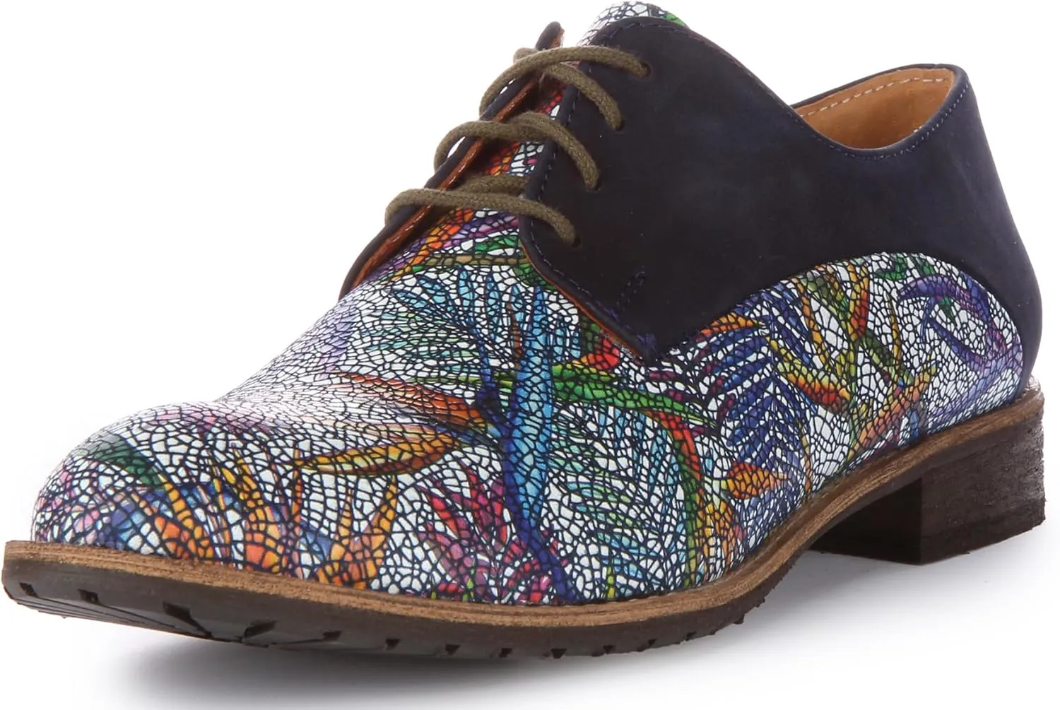 Adela Women's Lace Up Snake Print Low Heel Oxford Shoes