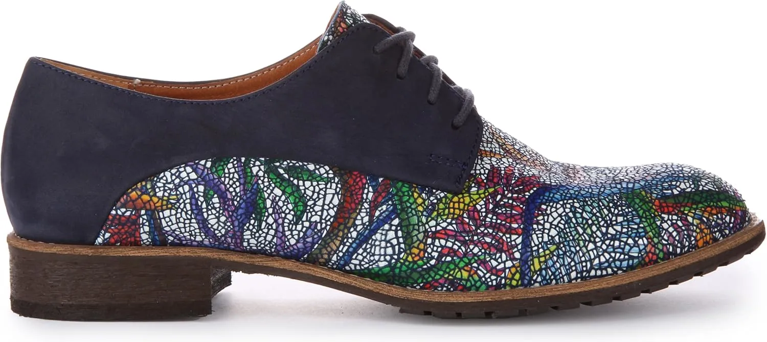 Adela Women's Lace Up Snake Print Low Heel Oxford Shoes