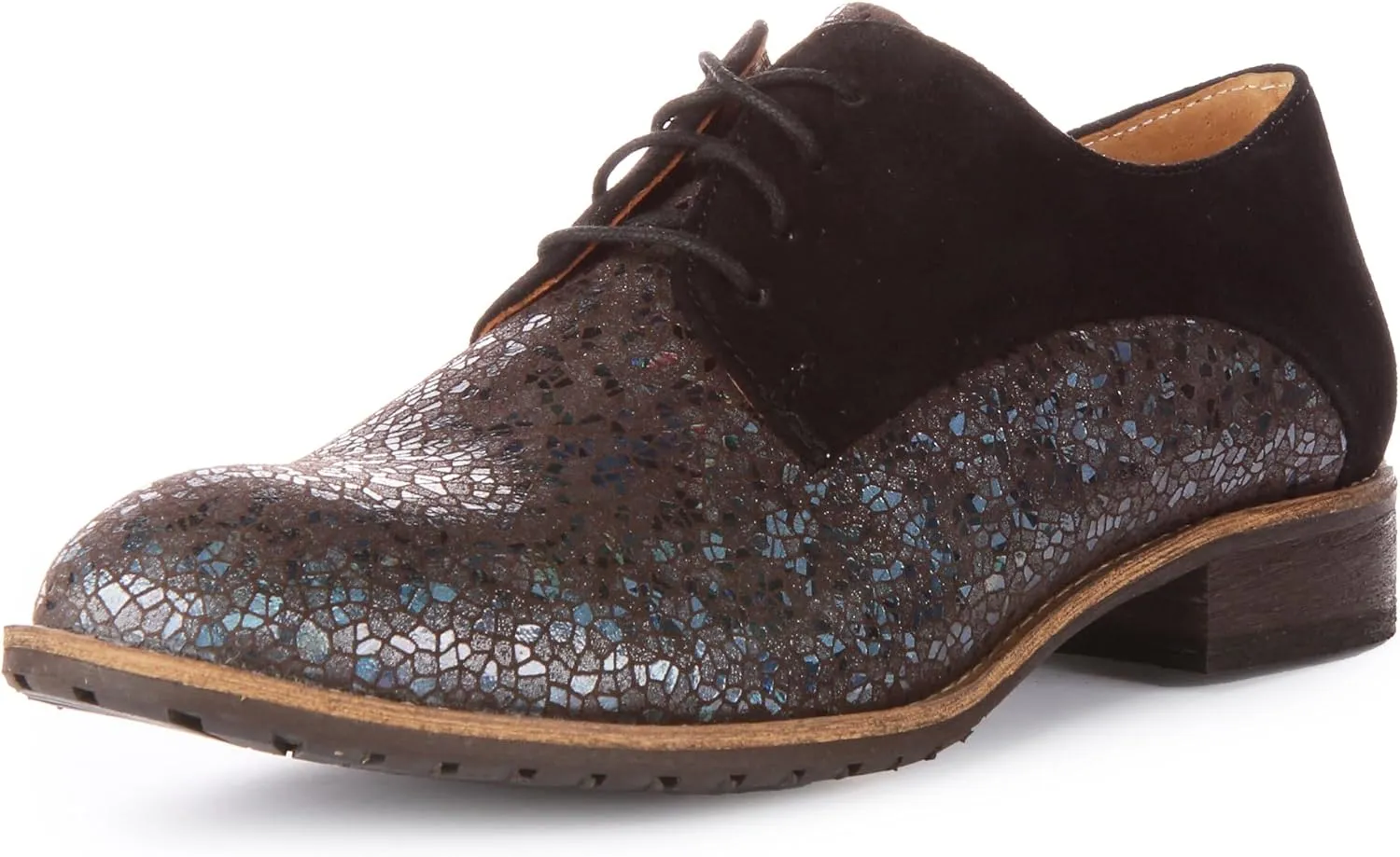 Adela Women's Lace Up Snake Print Low Heel Oxford Shoes