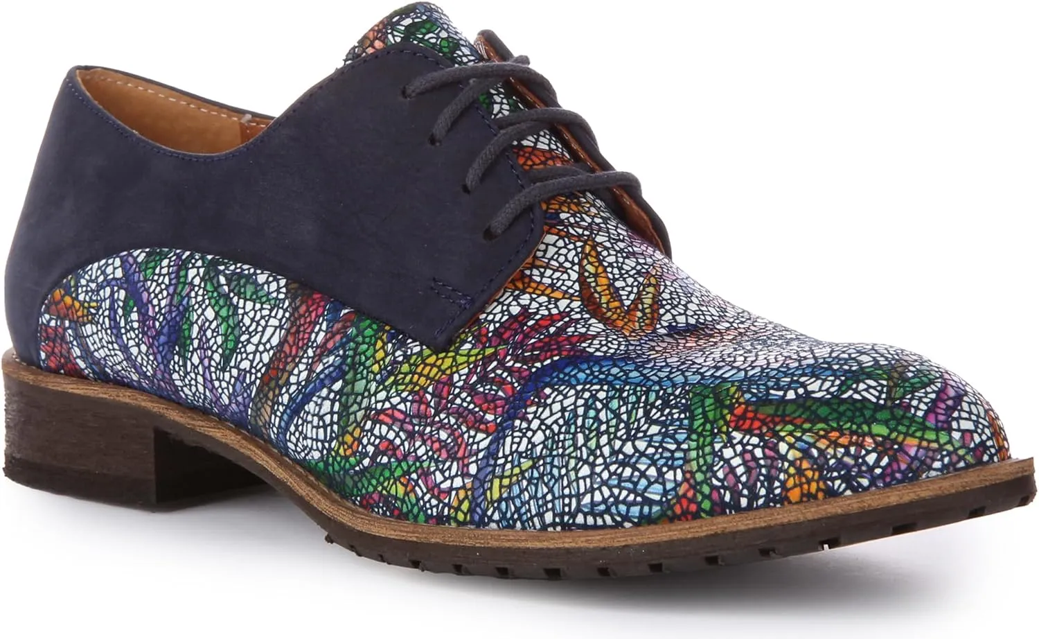 Adela Women's Lace Up Snake Print Low Heel Oxford Shoes