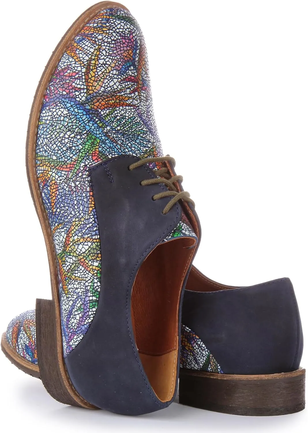 Adela Women's Lace Up Snake Print Low Heel Oxford Shoes
