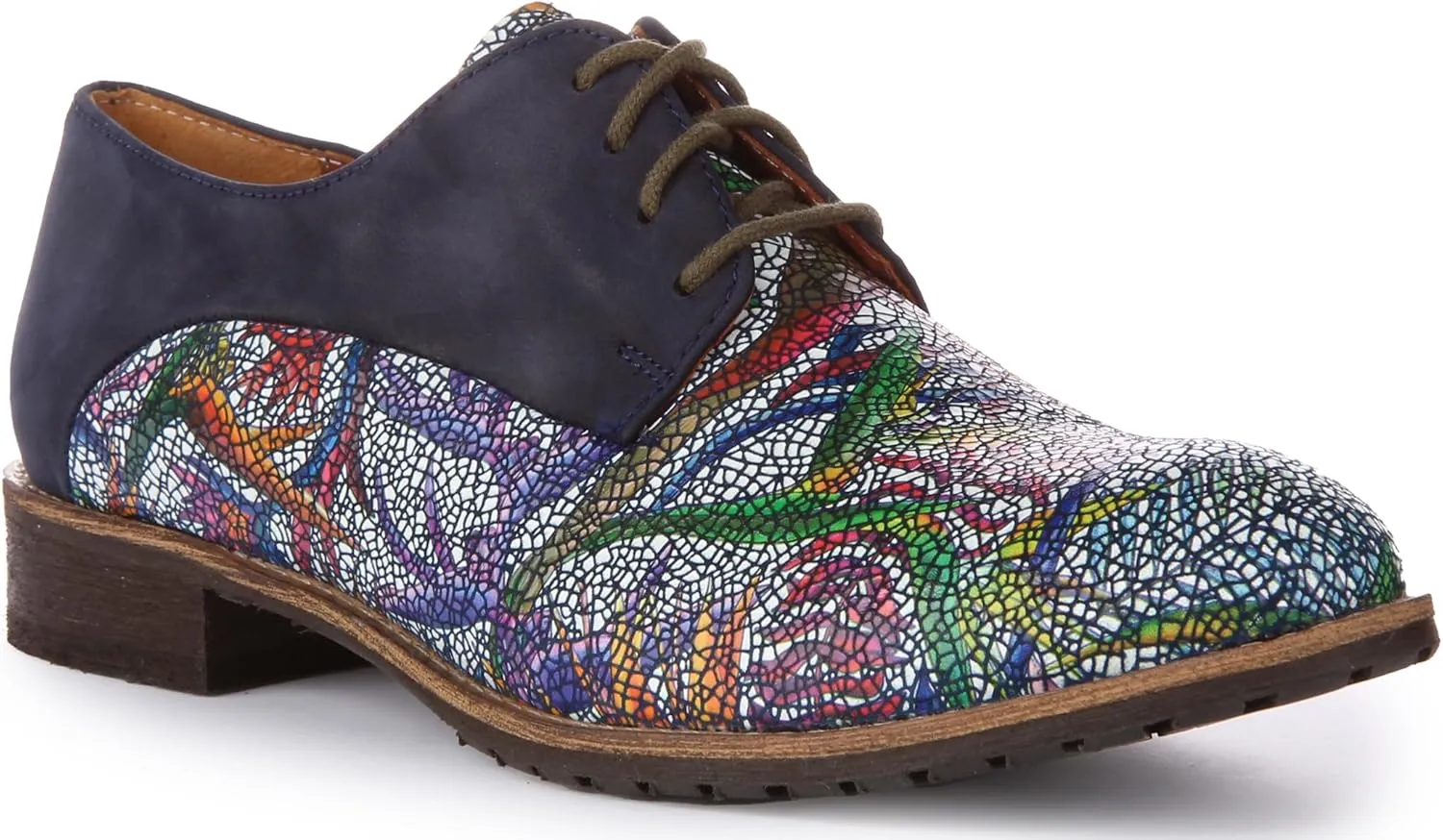 Adela Women's Lace Up Snake Print Low Heel Oxford Shoes