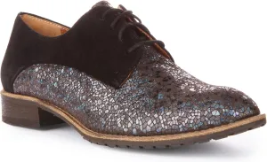 Adela Women's Lace Up Snake Print Low Heel Oxford Shoes