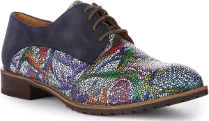Adela Women's Lace Up Snake Print Low Heel Oxford Shoes