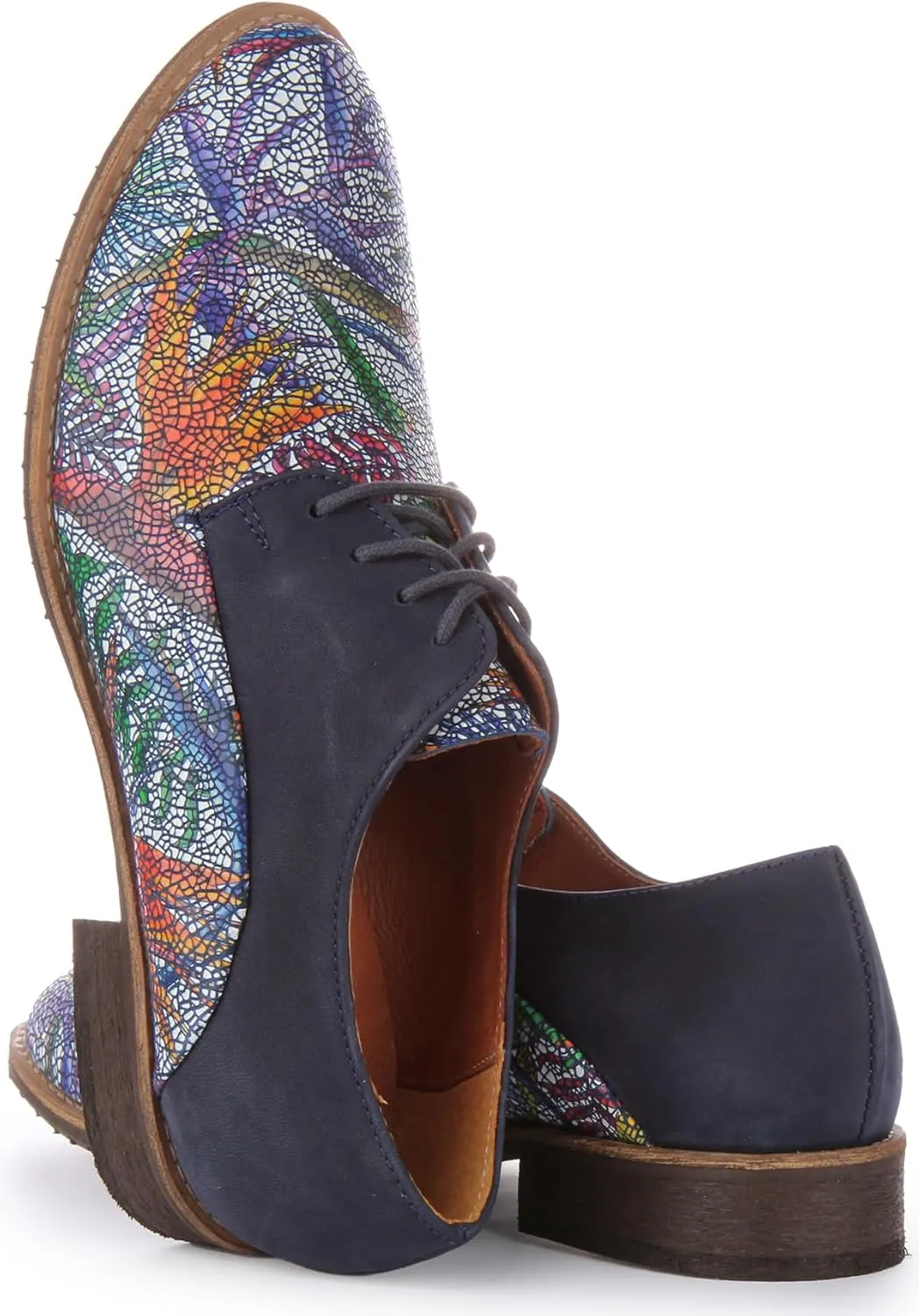 Adela Women's Lace Up Snake Print Low Heel Oxford Shoes