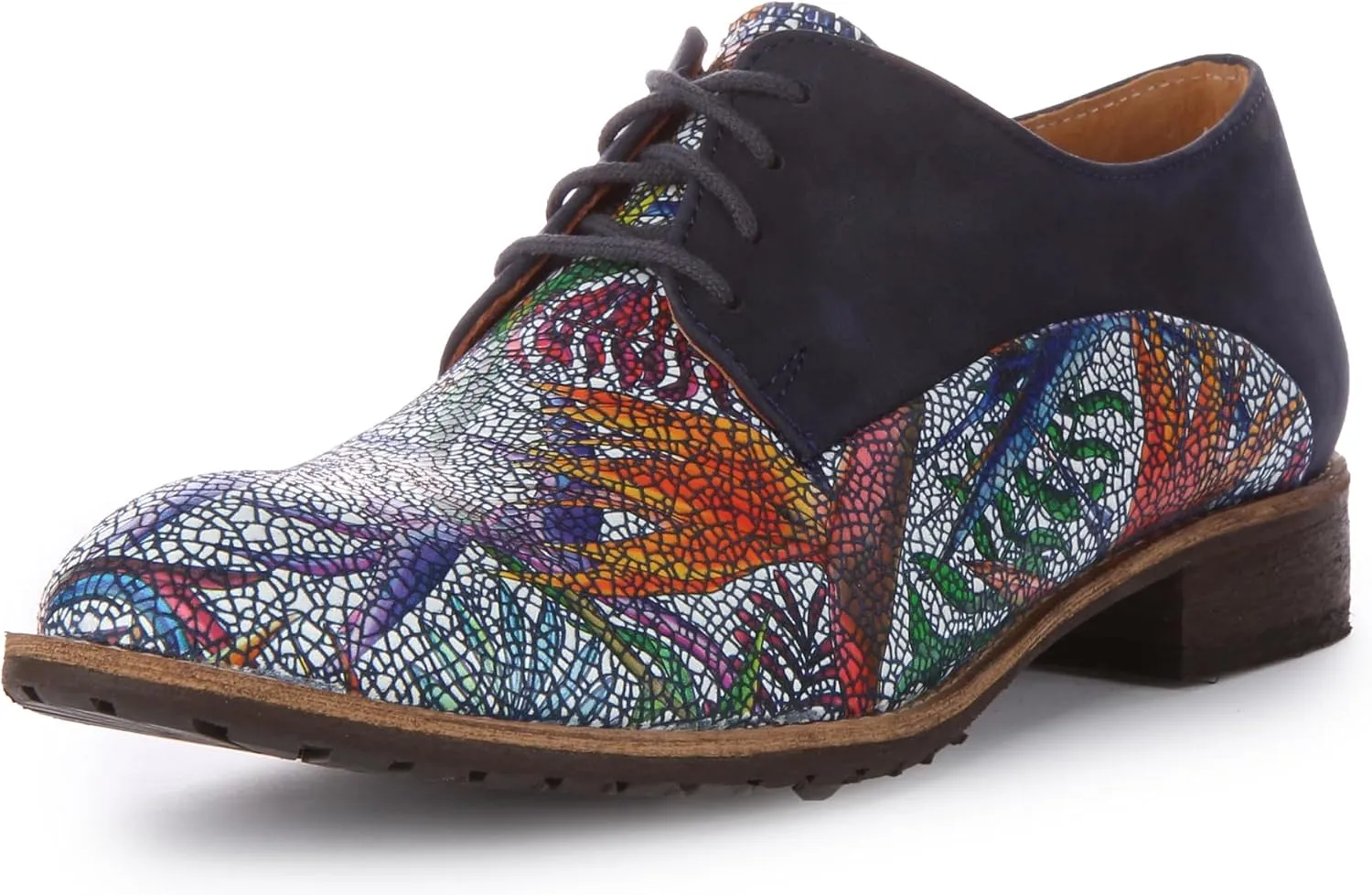 Adela Women's Lace Up Snake Print Low Heel Oxford Shoes