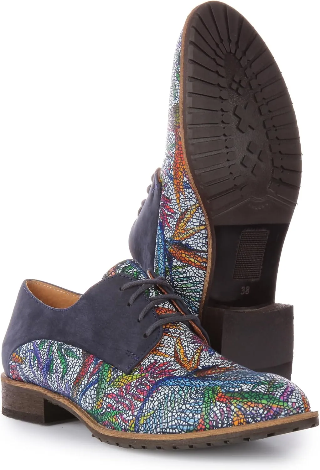 Adela Women's Lace Up Snake Print Low Heel Oxford Shoes