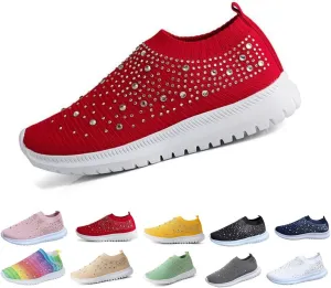 AINIJIA&HOLO Women's Rhinestones Mesh Orthopedic Sneakers,Non-Slip Soft Lightweight Tennis Mesh Walking Shoes Casual Breathable Nurse Shoes