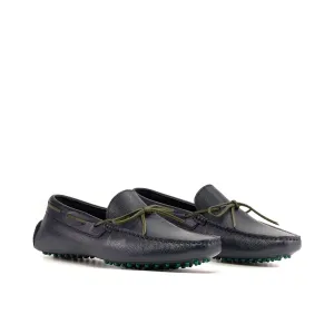 Ambrogio Bespoke Men's Shoes Black Full-Grain Leather Driver Loafers (AMB2394)