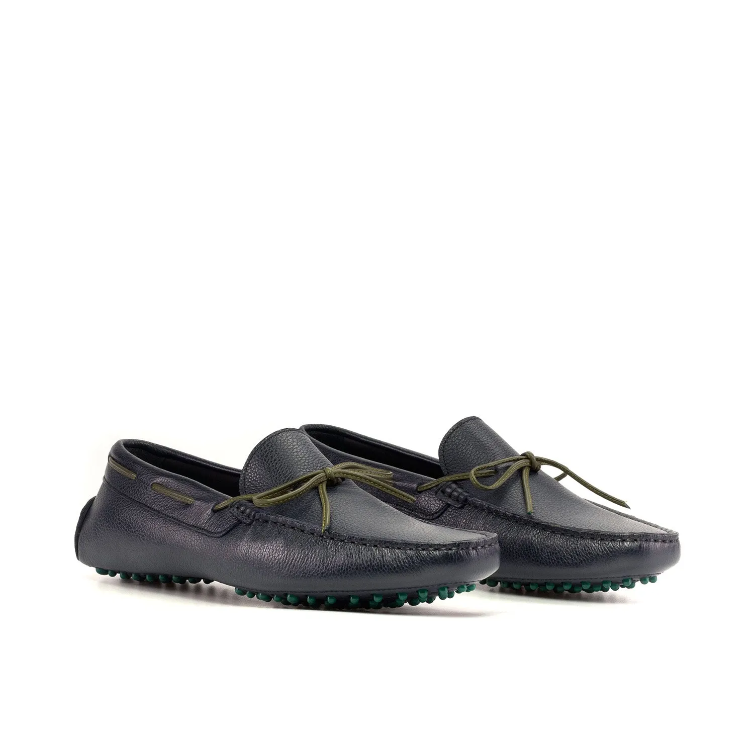 Ambrogio Bespoke Men's Shoes Black Full-Grain Leather Driver Loafers (AMB2394)