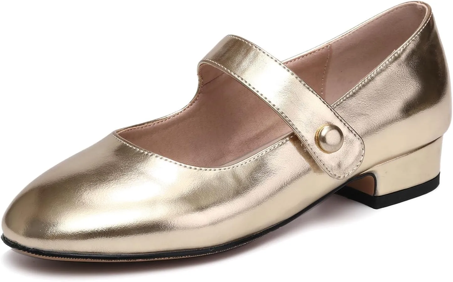 AOQUNFS Girl's Ballroom Latin Dance Shoes Slip On Dress Mary Janes Ankle Strap Low Heel Pumps,DS-18070