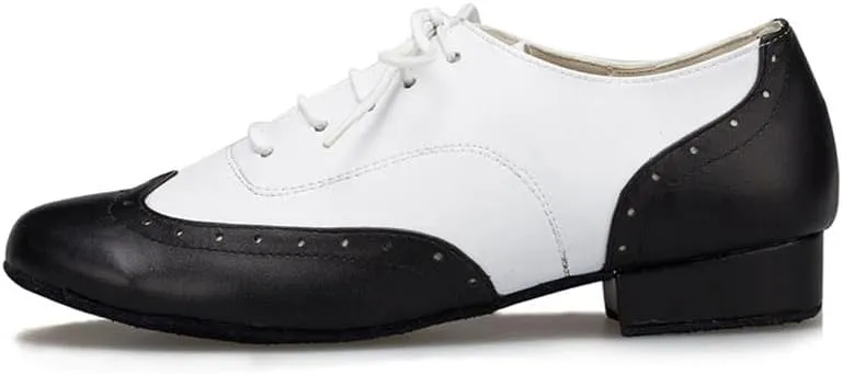 AOQUNFS Men's Latin Dance Shoes Black Leather Ballroom Tango Salsa Character Shoes,Model L147