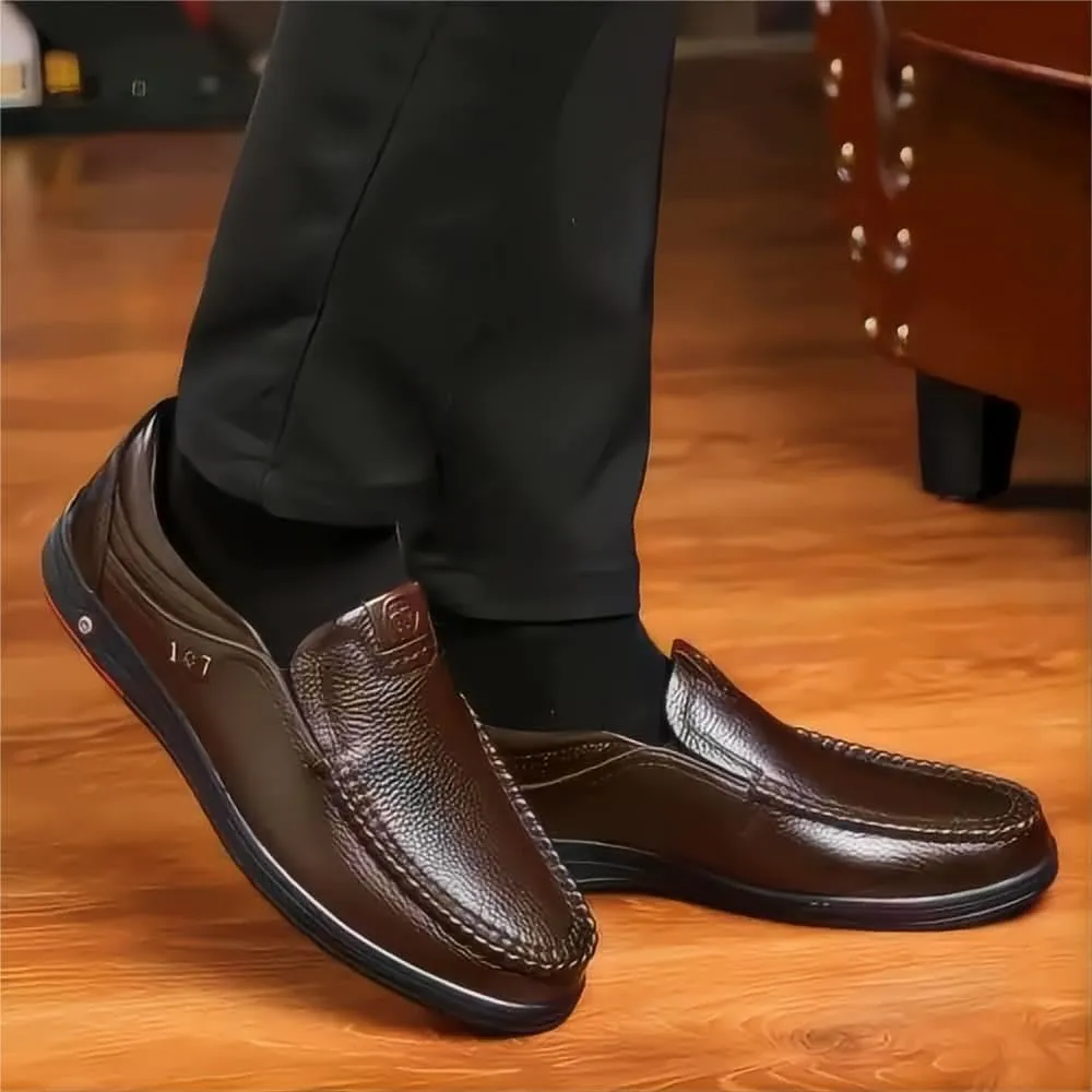 Asifn Men's Casual Loafers Business Leather Formal Dress Slip-on Lightweight Breathable Comfortable Outdoor Shoes