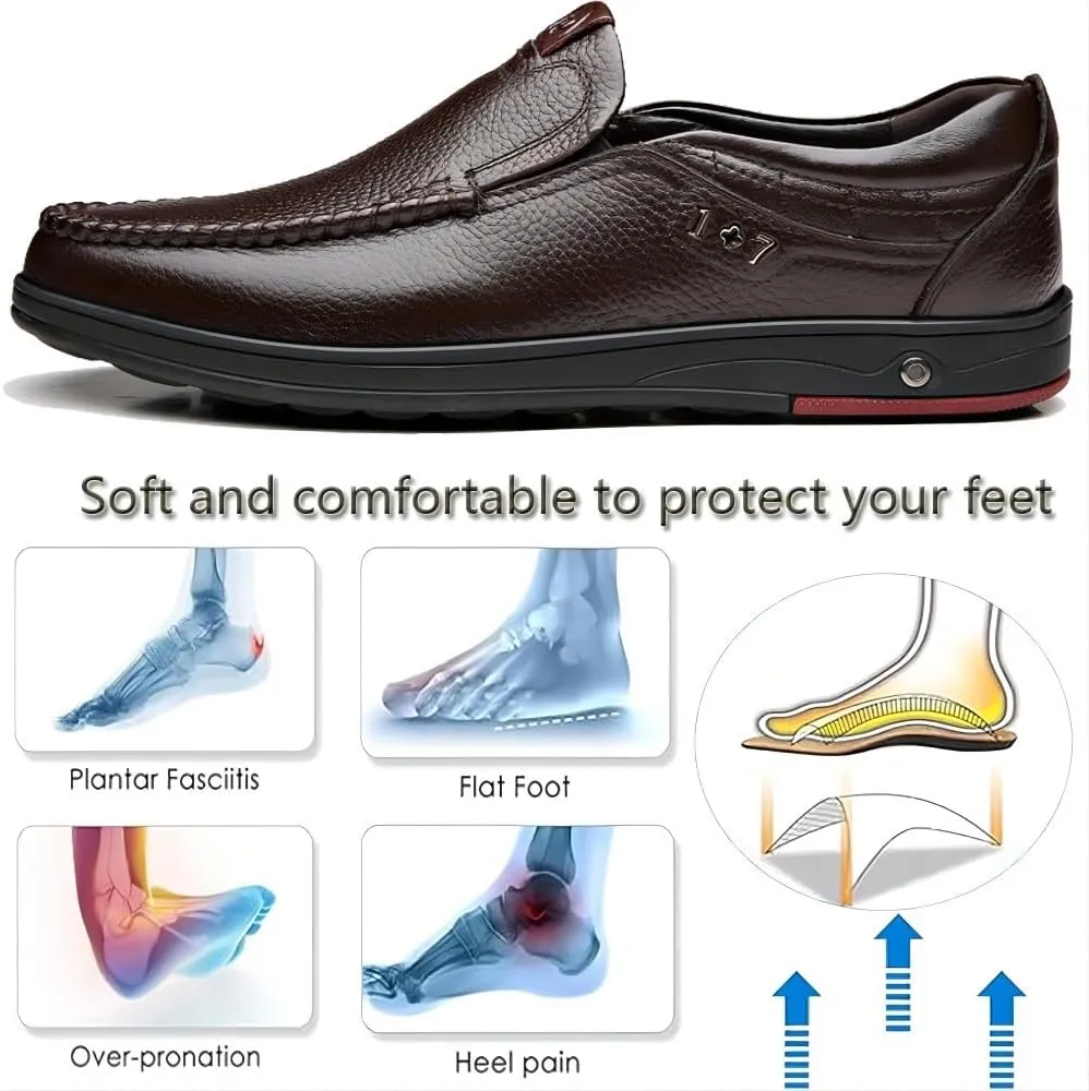 Asifn Men's Casual Loafers Business Leather Formal Dress Slip-on Lightweight Breathable Comfortable Outdoor Shoes