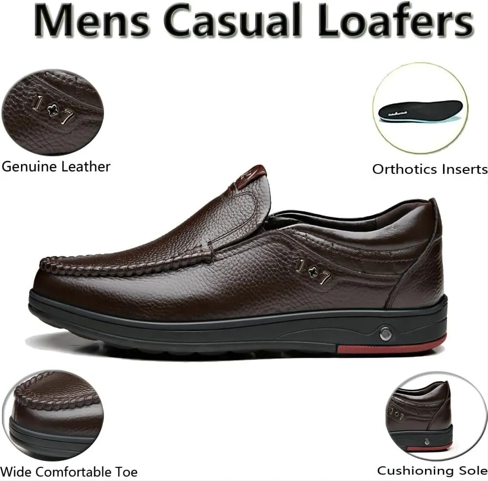 Asifn Men's Casual Loafers Business Leather Formal Dress Slip-on Lightweight Breathable Comfortable Outdoor Shoes