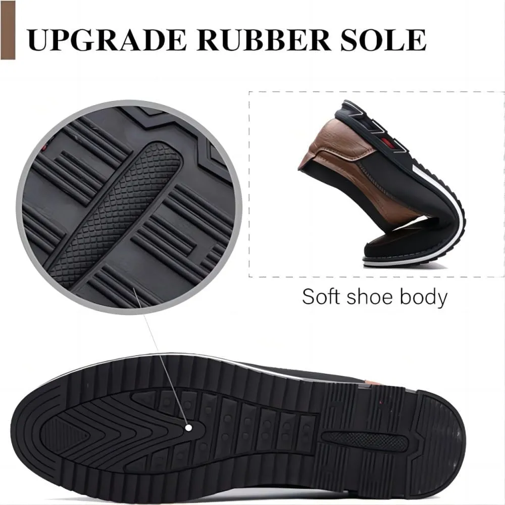 Asifn Men's Leather Casual Loafers Business Adjustable Breathable Comfortable Working Hand-Sewed Shoes