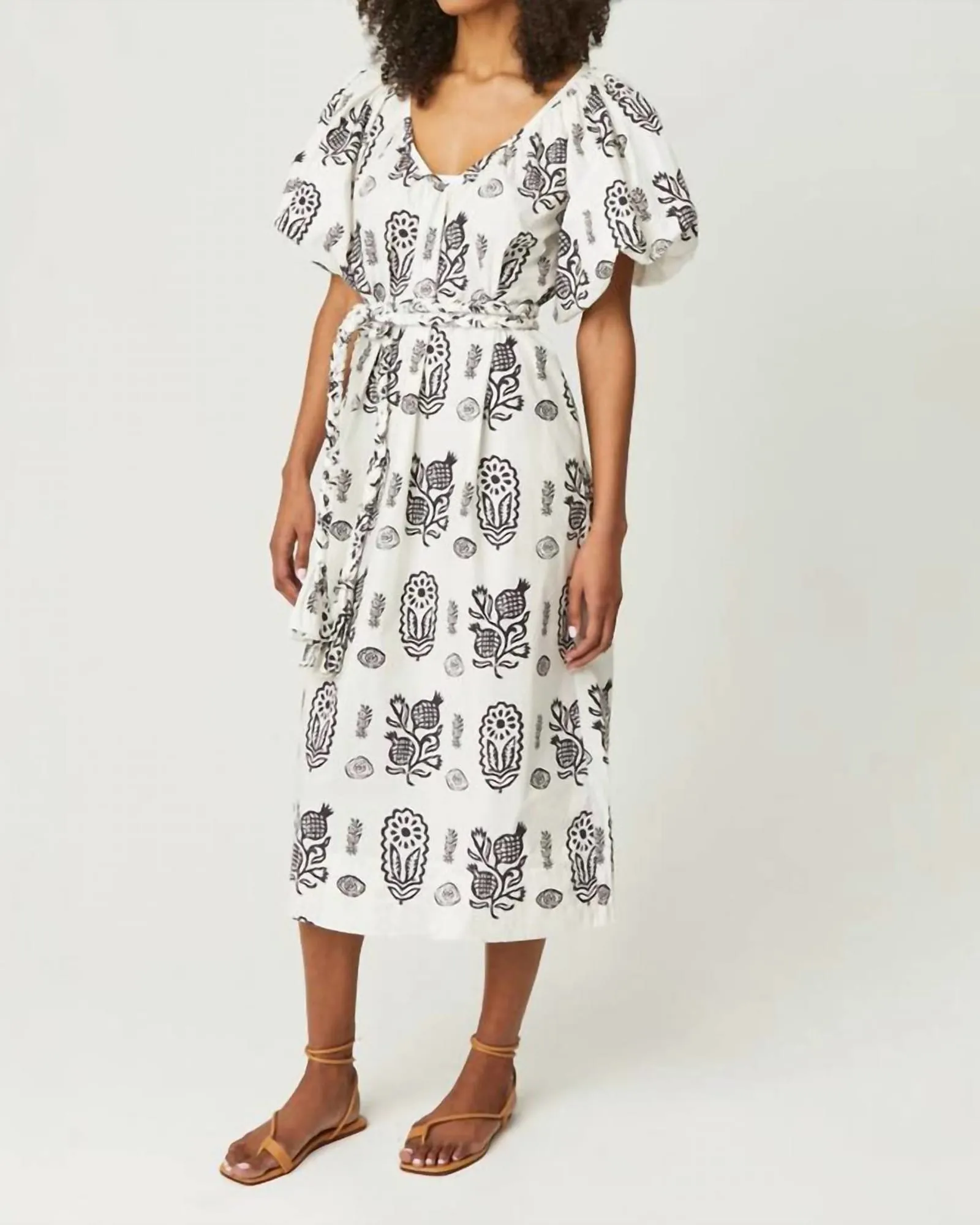 Augustina Dress In Ivory Block | Ivory Block