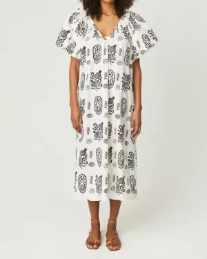 Augustina Dress In Ivory Block | Ivory Block