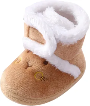 Baby Fleece Booties Newborn First Walkers Shoes Infant Girls Boys Warm Winter Shoes Cute Bear Snow Booties