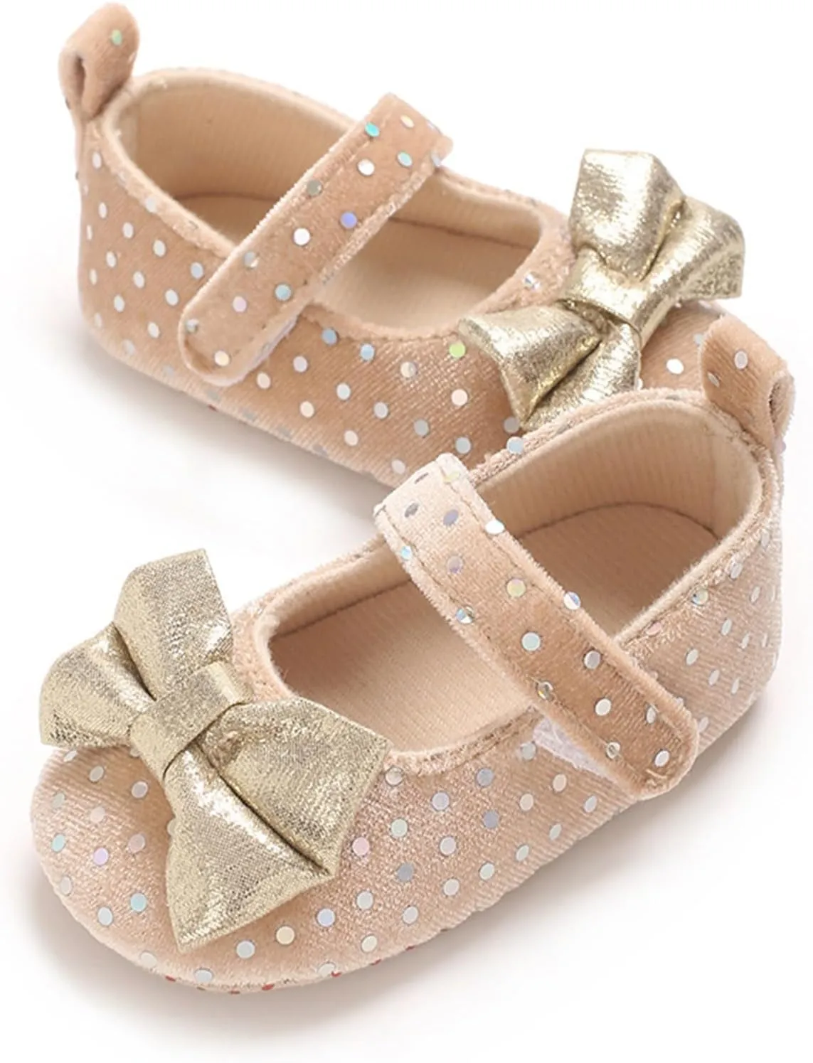 Baby Girls Sequin Bow Summer Sandals Toddler Infant Knitted Breathable Polka Dot Strap Soft Sole Solid Color Shoes