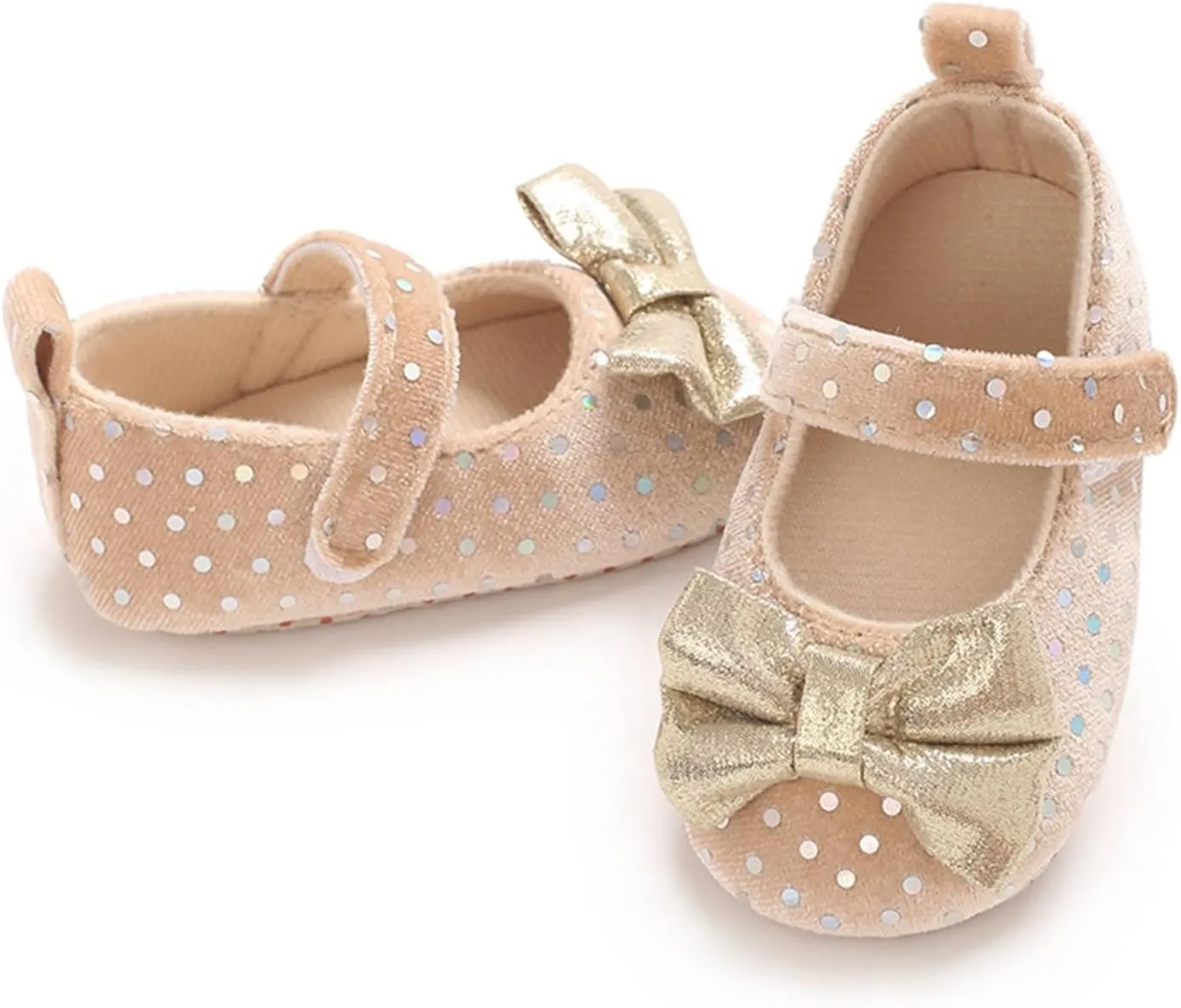 Baby Girls Sequin Bow Summer Sandals Toddler Infant Knitted Breathable Polka Dot Strap Soft Sole Solid Color Shoes