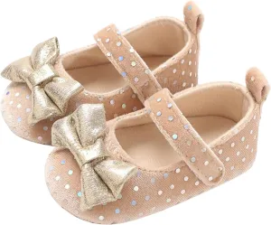 Baby Girls Sequin Bow Summer Sandals Toddler Infant Knitted Breathable Polka Dot Strap Soft Sole Solid Color Shoes