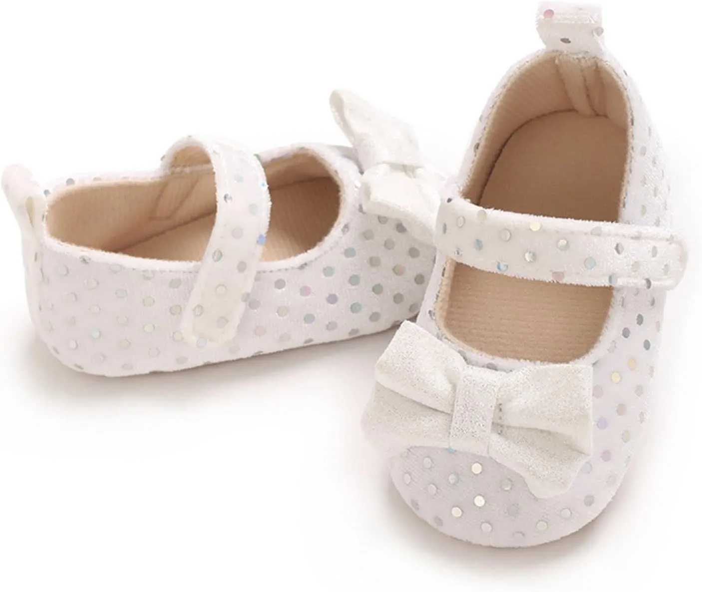 Baby Girls Sequin Bow Summer Sandals Toddler Infant Knitted Breathable Polka Dot Strap Soft Sole Solid Color Shoes