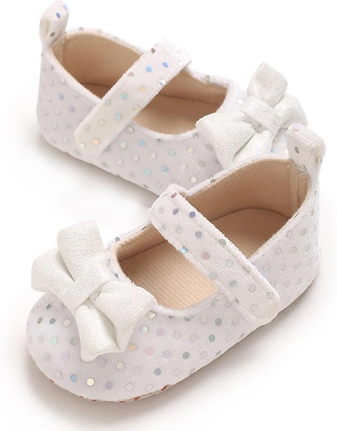 Baby Girls Sequin Bow Summer Sandals Toddler Infant Knitted Breathable Polka Dot Strap Soft Sole Solid Color Shoes