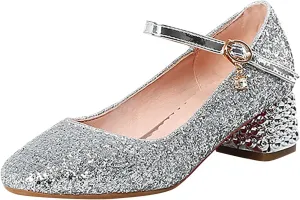 Baby Girls Shoes High Heel Toddler Kids Dress Shoes Sparkle Mary Jane Flower Girls Wedding Birthday Party Prom