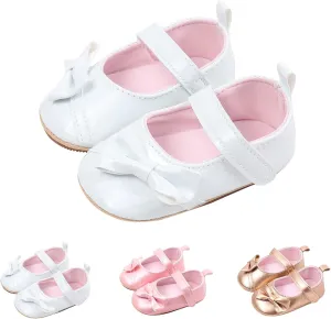 Baby Infant Girls Sandals Gold Glitter Bow Strap School Mary Jane Shoes Closed Toe Ankle Lightweight Elegant Sandals
