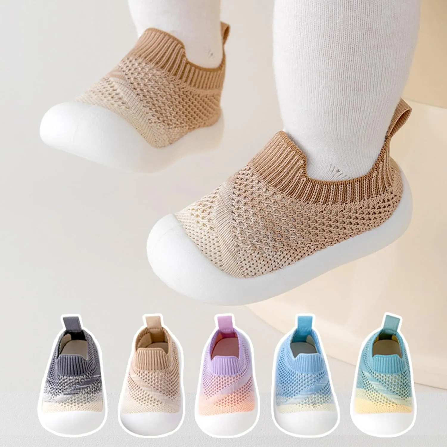 Baby Infant Mesh Knit Sandals Closed Toe Breathable Lightweight Ankle Shoes Toddler Newborn Sole Non Slip Casual Shoes