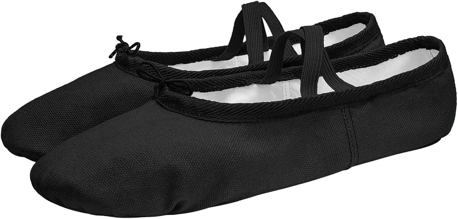 Ballet Canvas Dance Shoes Gymnastics Yoga Shoes Soft Canvas Flat Shoes for Children, Adults