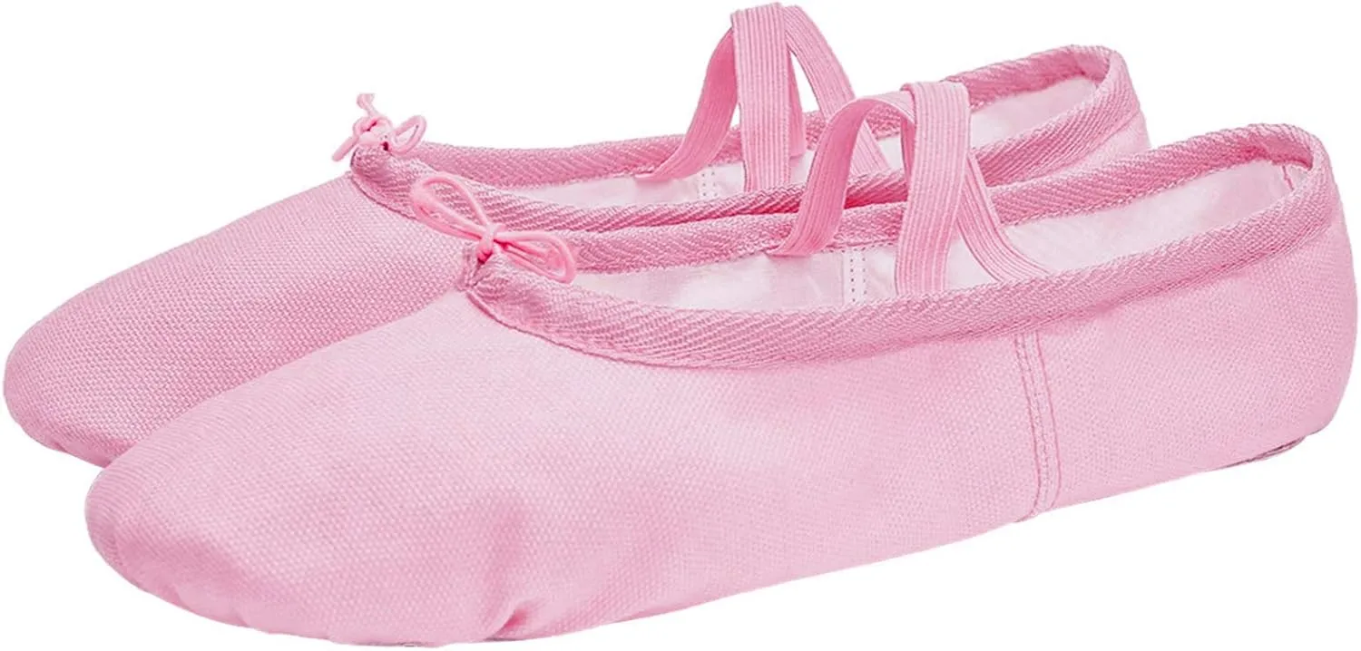 Ballet Canvas Dance Shoes Gymnastics Yoga Shoes Soft Canvas Flat Shoes for Children, Adults