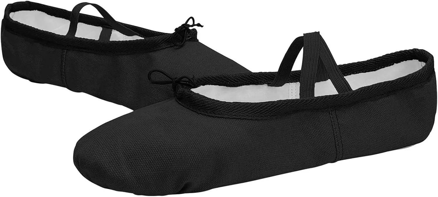Ballet Canvas Dance Shoes Gymnastics Yoga Shoes Soft Canvas Flat Shoes for Children, Adults