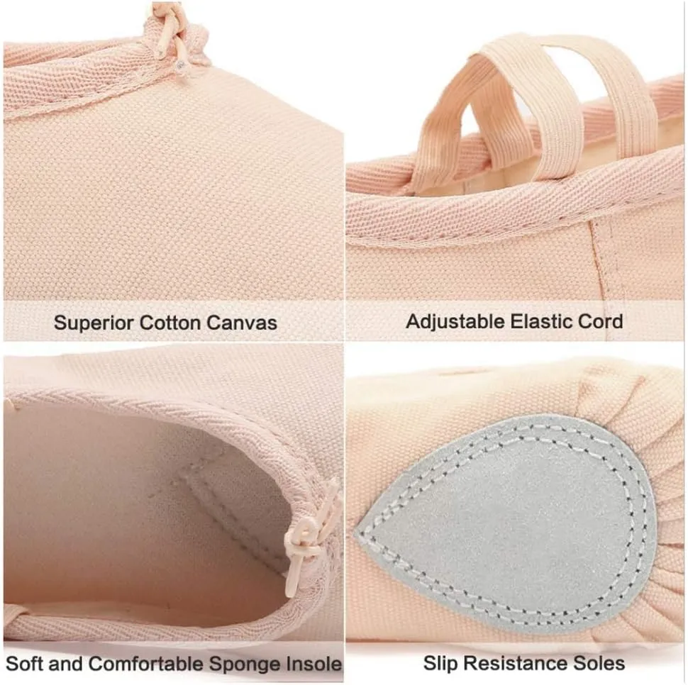 Ballet Canvas Dance Shoes Gymnastics Yoga Shoes Soft Canvas Flat Shoes for Children, Adults
