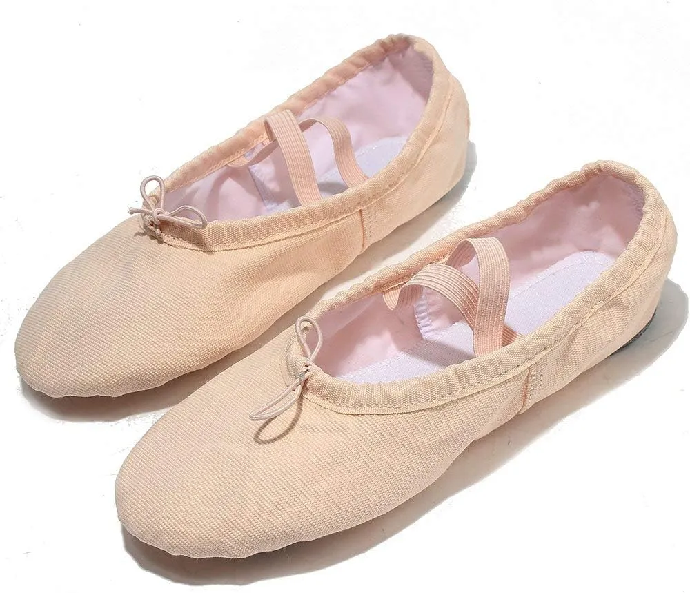 Ballet Canvas Dance Shoes Gymnastics Yoga Shoes Soft Canvas Flat Shoes for Children, Adults