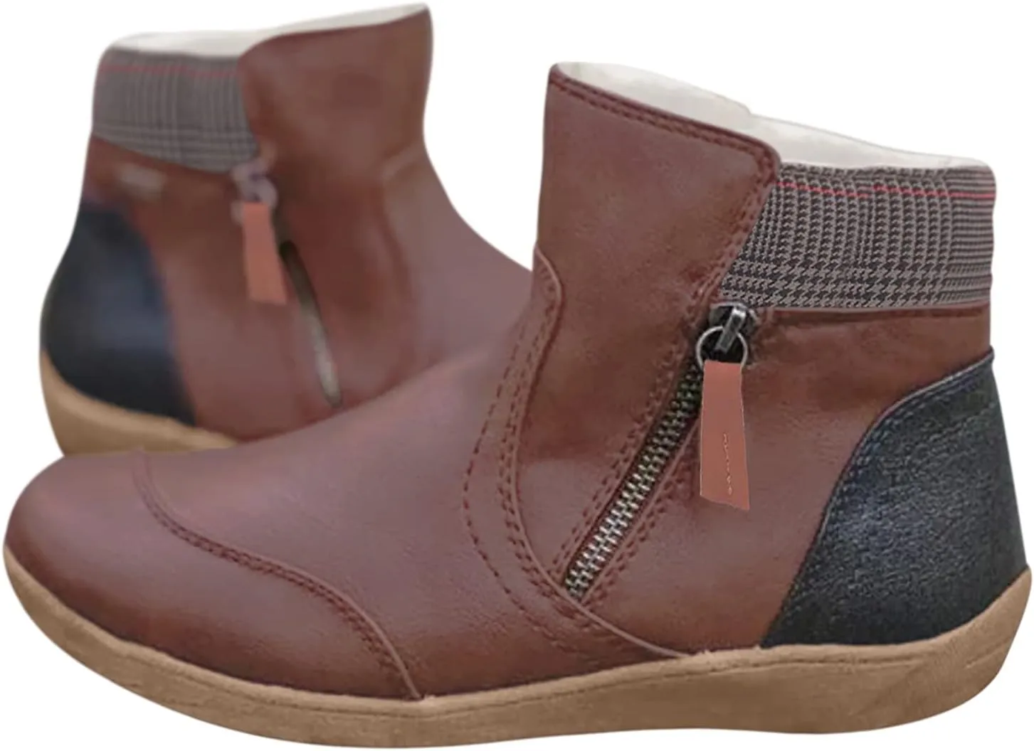 Barefoot Womens Winter Side Zipper Plush Lined Ankle Booties Non-Slip Walking Shoes for Men