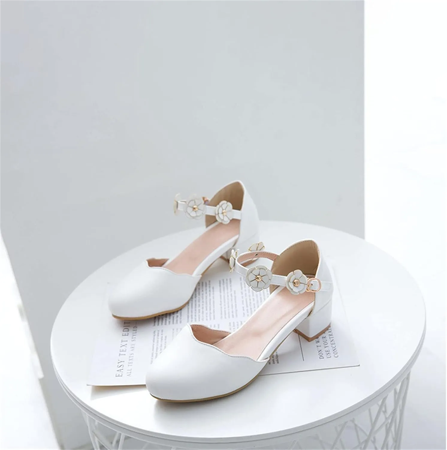 Big Kids Girls Mary ??ane Dress Shoes Pumps Low Heels Flower High School Prom Shoes Kids Summer Sandals