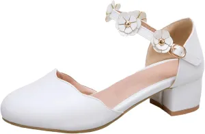 Big Kids Girls Mary ??ane Dress Shoes Pumps Low Heels Flower High School Prom Shoes Kids Summer Sandals