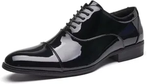 Black Dress Shoes Men Oxford Shoe Drawstring Slip on Party Dressy Sneaker Fashion Lightweight Footwear