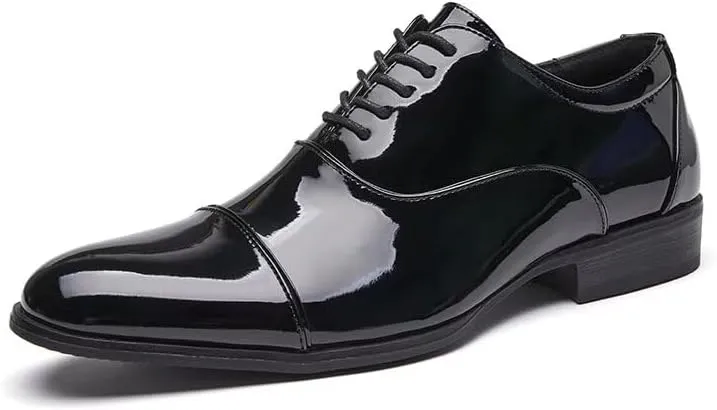 Black Dress Shoes Men Oxford Shoe Drawstring Slip on Party Dressy Sneaker Fashion Lightweight Footwear