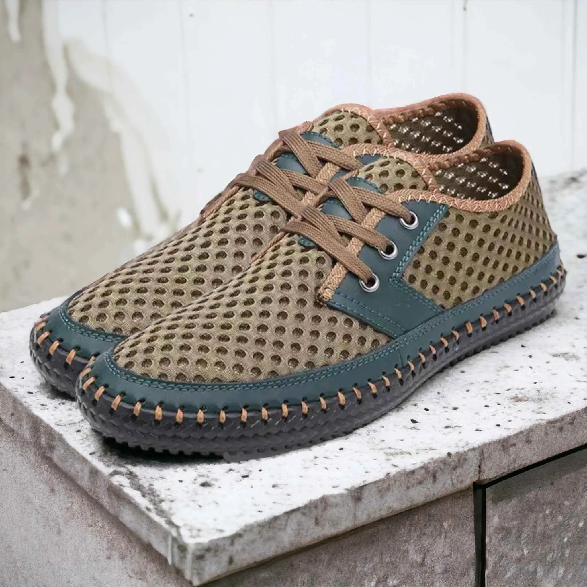 Black Green Men's Casual Shoes Breathable Loafers Soft Comfortable Flats