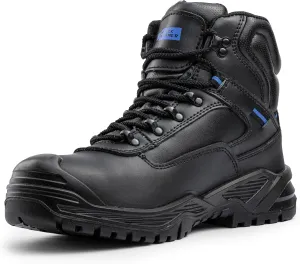 Black Hammer Mens Work Boots Lightweight Steel Toe Safety Shoes with Non-Slip Outsoles, Comfort for Any Job 6600 Black